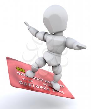 Royalty Free Clipart Image of a Person on a Credit Card