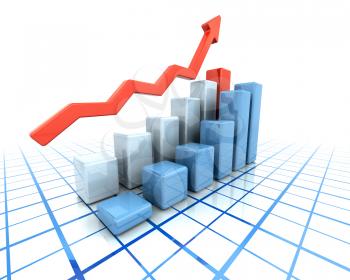 Royalty Free Clipart Image of a Chart Showing Rising Profits