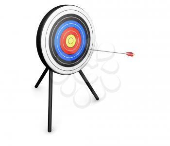 Royalty Free Clipart Image of an Arrow Hitting a Target