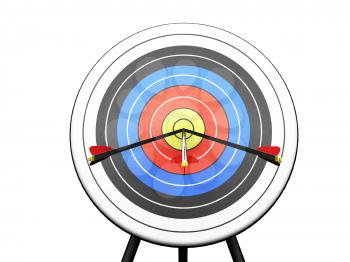 Royalty Free Clipart Image of an Arrow Hitting a Target