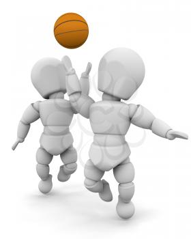 Royalty Free Clipart Image of Basketball Players