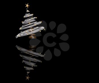 Royalty Free Clipart Image of a Metallic Christmas Tree