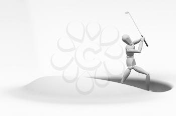 Royalty Free Clipart Image of a Golfer Taking a Shot From a Sand Trap