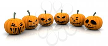 Royalty Free Clipart Image of a Group of Pumpkins