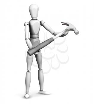 Royalty Free Clipart Image of a Man Holding a Hammer