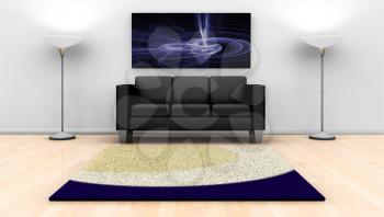 Royalty Free Clipart Image of a Living Room