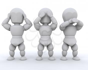 Royalty Free Clipart Image of Hear No Evil, See No Evil, Speak No Evil