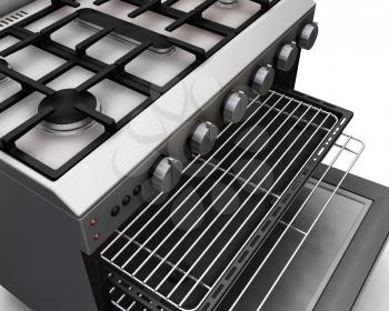 Royalty Free Clipart Image of an Open Oven