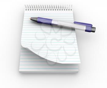 Royalty Free Clipart Image of a Notepad and Pen