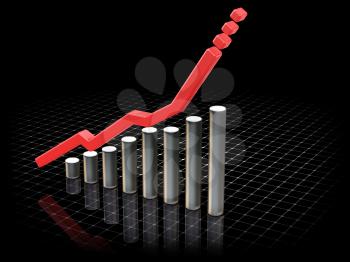 Royalty Free Clipart Image of a Chart Showing Rising Profits