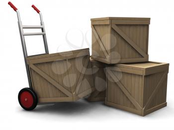 Royalty Free Clipart Image of a Dolly With Boxes