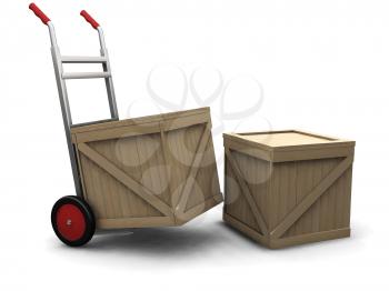 Royalty Free Clipart Image of a Dolly With Crates