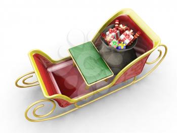 Royalty Free Clipart Image of Santa's Sleigh With Gifts