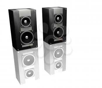 Royalty Free Clipart Image of Reflected Speakers