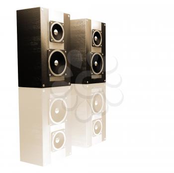 Royalty Free Clipart Image of Reflected Speakers