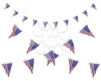 3D render of stars and stripes bunting and pennants