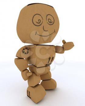 3D render of a Cardboard Box figure offering a handshake