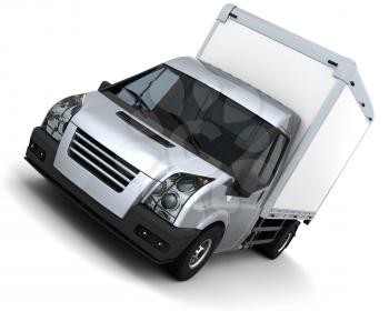 3D Render of a flat bed van