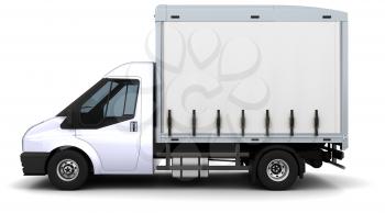 3D Render of a curtain side van