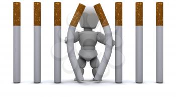 3D render of a Man escaping Cigarette Prison