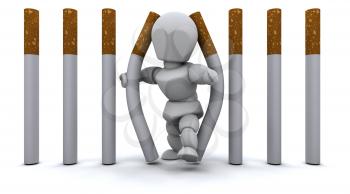 3D render of a Man escaping Cigarette Prison