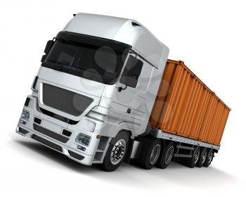 3D Render of a freight container Delivery Vehicle