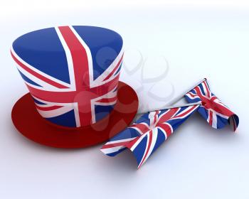 3D render of Union Jack Jubilee Hat and  Flag