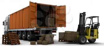 3D Render of a freight container Delivery Vehicle