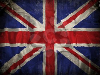 Grunge Union Jack flag background with splats, stains and creases