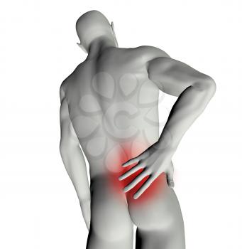 3D render of a man with back pain