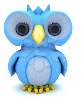 3D Render of a Cute Blue Bird Character