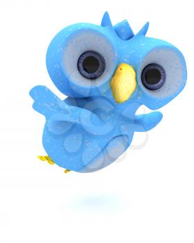 3D Render of a Cute Blue Bird Character