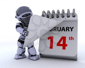 3D render of a robot with a calender