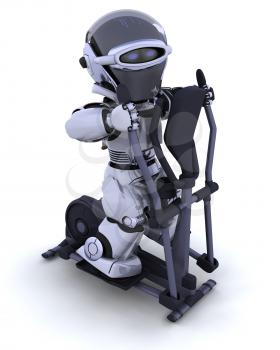 3D render of a robot on a crosstrainer