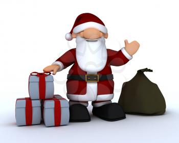 3D Render of a Cute Santa Claus Charicature