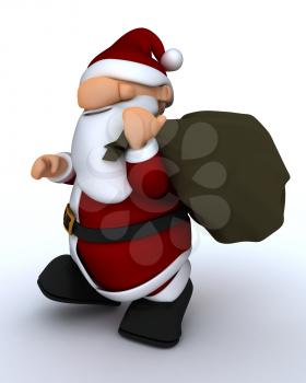 3D Render of a Cute Santa Claus Charicature