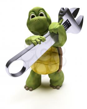 3D render of a Tortoise with a spanner