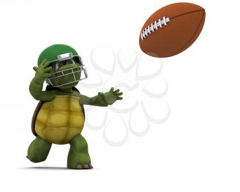 3D Render of a Tortoise throwing an american football