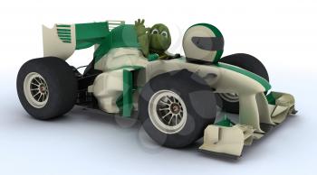 3D render of a tortoise with race car