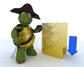 3D render of a Pirate Tortoise depicting illegal downloads