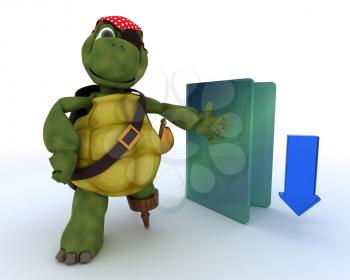 3D render of a Pirate Tortoise depicting illegal downloads