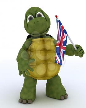 3D render of Tortoise with Union Jack Flag