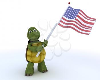 3D render of a tortoise with american flag