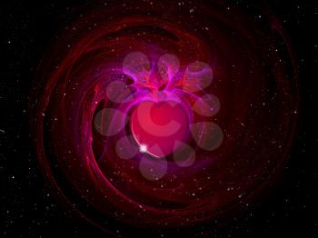 Pink heart on an abstract fractal Valentines Day background