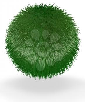 A ball of short grass suspended in the air. Good concept for most green and earth preservation concepts. 