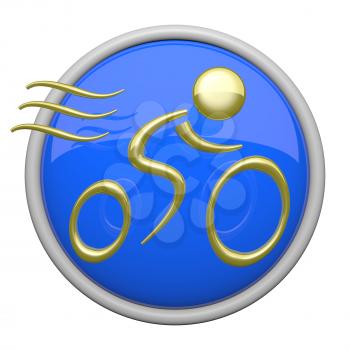 Blue bike riding icon, health and fitness symbol.