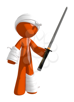 Personal Injury Victim Standing with Ninja Sword