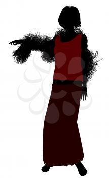 Royalty Free Clipart Image of a Woman in a Long Skirt With a Boa