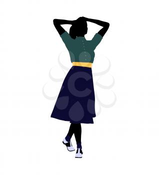 Royalty Free Clipart Image of a Girl in 50s Clothes