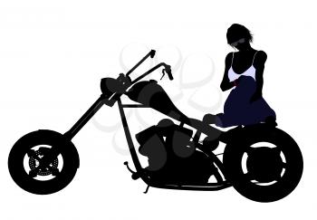 Royalty Free Clipart Image of a Woman on a Motorcycle